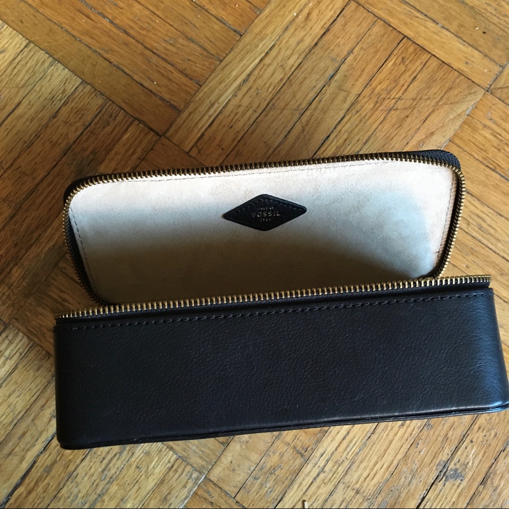 Fossil Watch Travel Case Leather Zipper